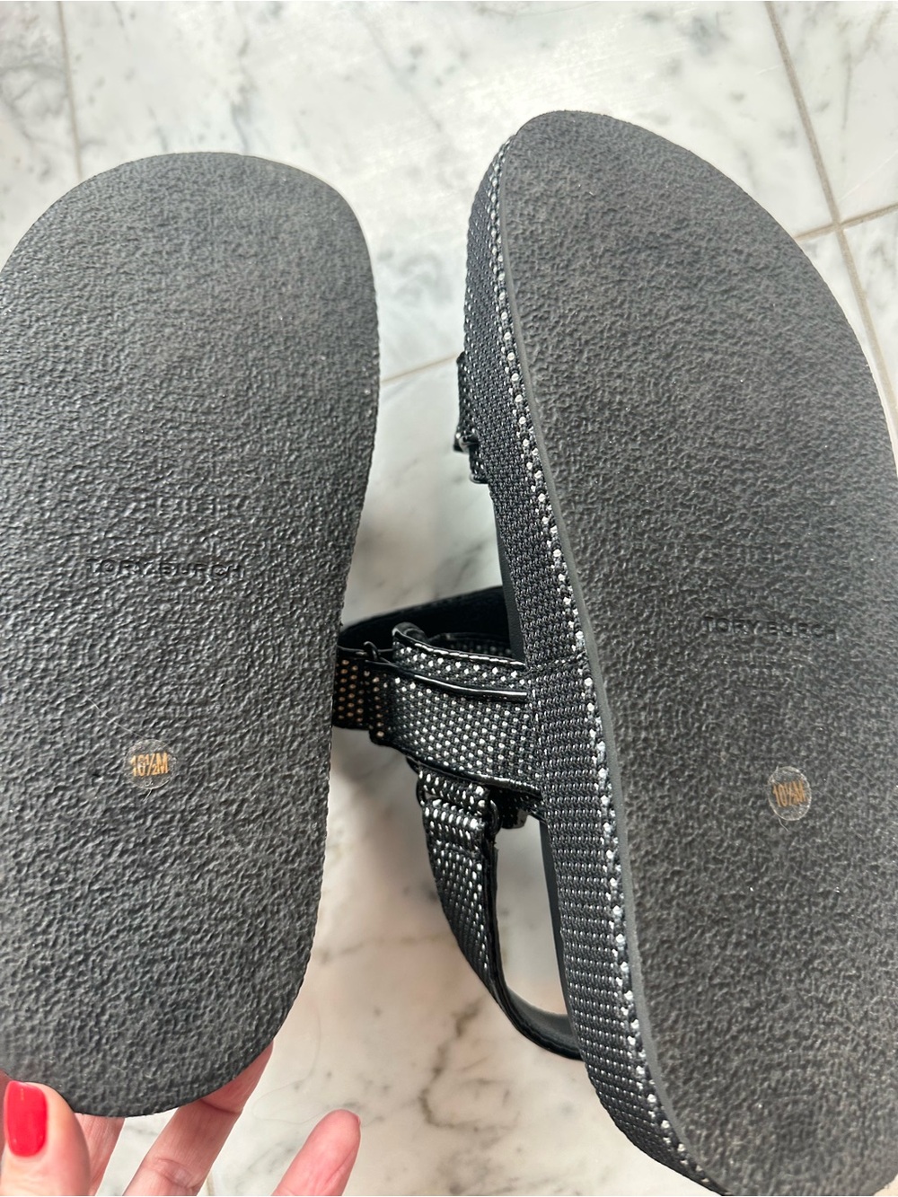 Tory Burch Black Studded Double-Strap Sport Sandals - Picture 3 of 4